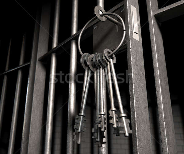 Foto d'archivio: Cella · di · prigione · porta · aperta · tasti · primo · piano · lock