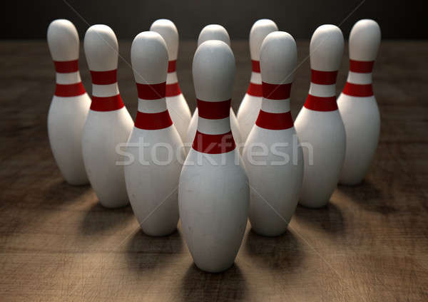 Zdjęcia stock: Dziesięć · pin · bowling · biały · czerwony