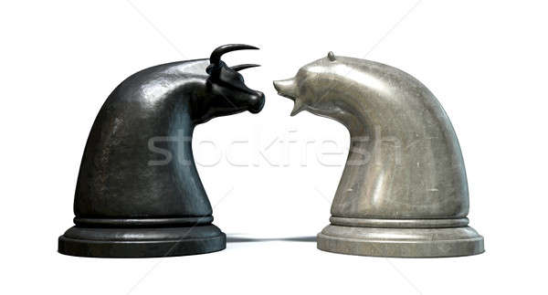 Stier tragen Markt Trend Schachfiguren zwei Stock foto © albund