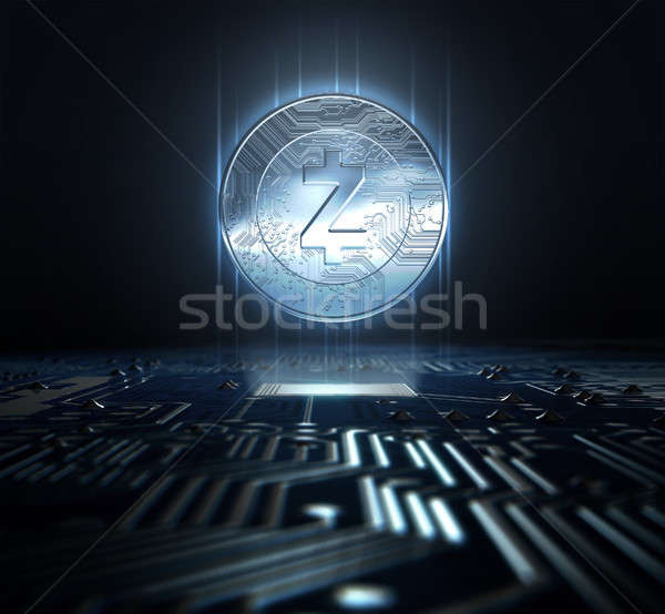 Stockfoto: Circuit · board · hologram · munt · vorm · computer · 3d · render