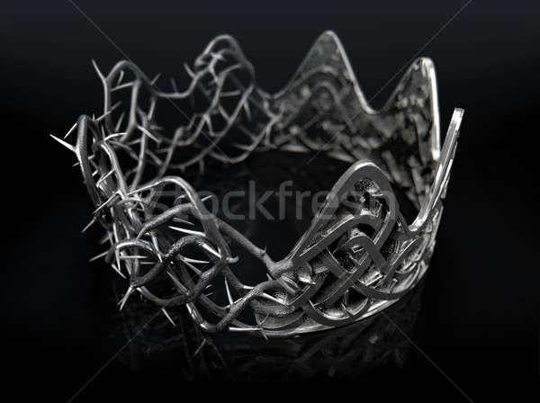 Krone religiösen Silber Dorn isoliert schwarz Stock foto © albund