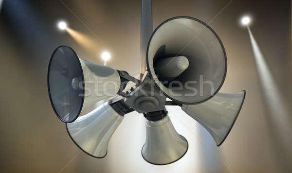 Horn Speakers Hanging Spotlights Stock photo © albund