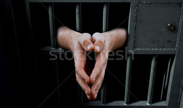 Stock fotó: Börtöncella · ajtó · kezek · közelkép · börtön · tart