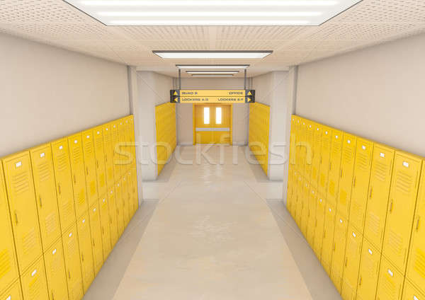 Citromsárga iskola fény néz lefelé kút Stock fotó © albund