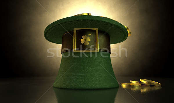 Vert chapeau pièces d'or matériel brun [[stock_photo]] © albund