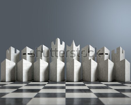 現代 チェス セット 3dのレンダリング ミニマリスト 開始 ストックフォト © albund
