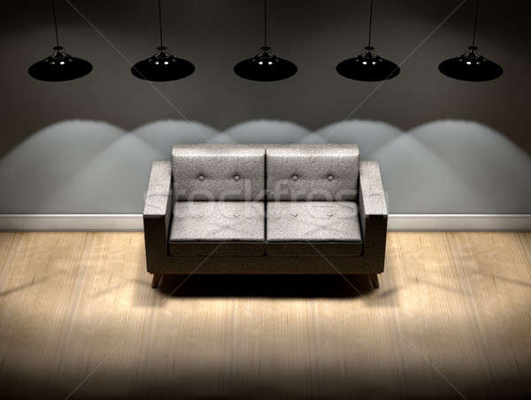 Modern Couch And Retro Lights Stock photo © albund