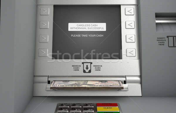 ATM 現金 正面 屏幕 美元 商業照片 © albund