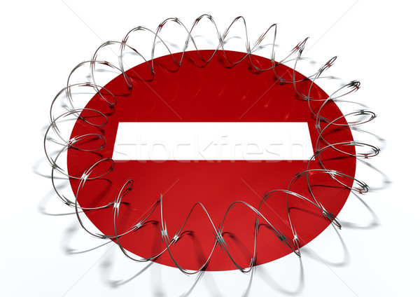 Barbed Wire No Entry Concept Stock photo © albund