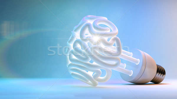 Cerveau ampoule fluorescent forme stylisé [[stock_photo]] © albund