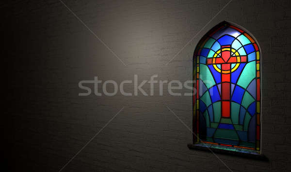 витраж окна распятие красочный пятно стекла Сток-фото © albund