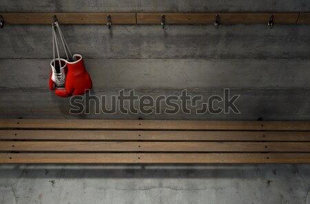 Foto stock: Luvas · de · boxe · enforcamento · mudar · quarto · cabide · acima