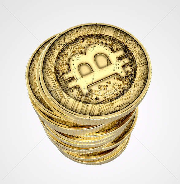 Bitcoin 3d faktyczny złota waluta Zdjęcia stock © albund