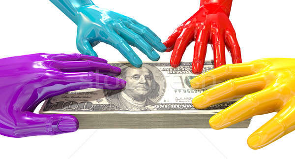 Stock photo: Hands Colorful Grabbing At US Dollars