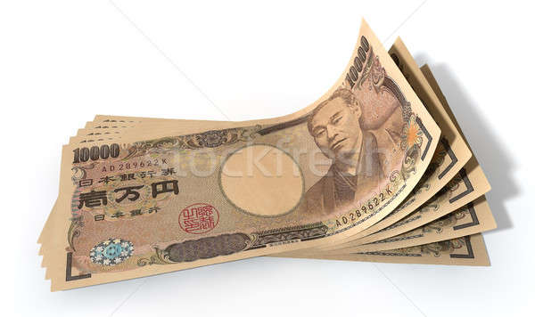 Yen banco notas grupo cinco japonês Foto stock © albund