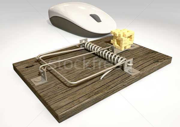 Moustrap And Mouse With Pixel Cheese Stock photo © albund