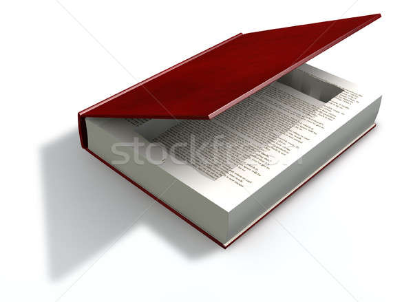 Foto stock: Cavidad · libro · frente · rojo · vacío · corte