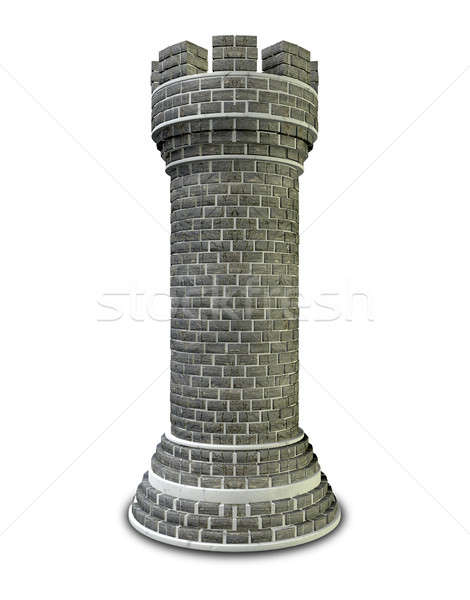 Stockfoto: Schaken · baksteen · kasteel · schaakstuk · geïsoleerd · sport