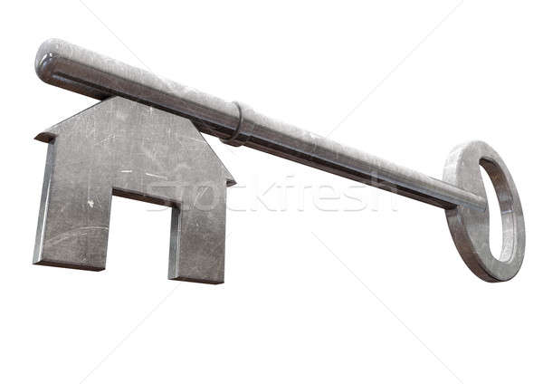 Casa chave perspectiva ver metal dentes Foto stock © albund