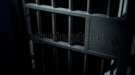 Gefängniszelle Tür Eisen Bars Mechanismus Stock foto © albund