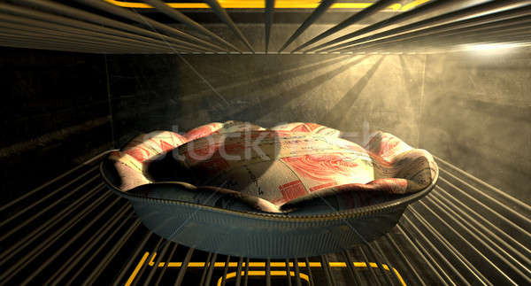 Hong Kong Dollar Money Pie Baking In The Oven Stock photo © albund