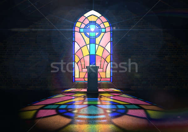 ステンドグラス ウィンドウ 教会 古い インテリア 日光 ストックフォト © albund