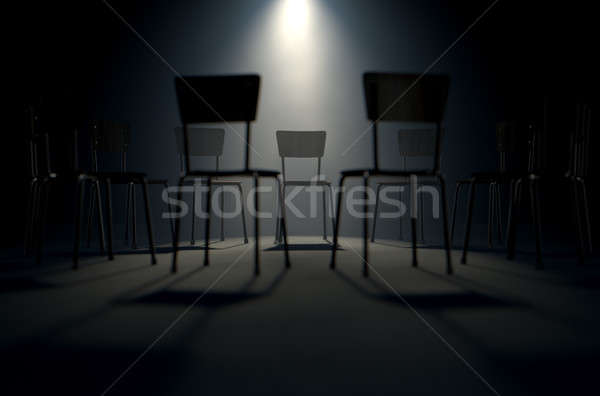 Groupe thérapie chaises rendu 3d circulaire formation [[stock_photo]] © albund