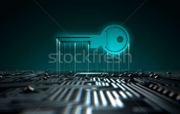 Circuit Board Projecting Key Stock photo © albund