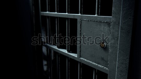 Celda de la cárcel puerta hierro bares primer plano mecanismo Foto stock © albund