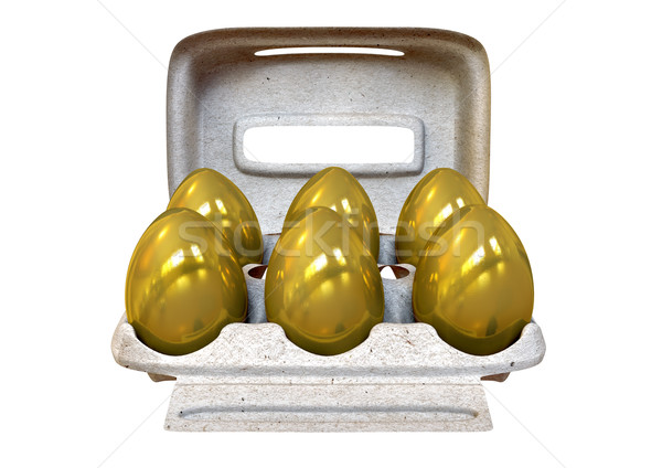 Zes gouden eieren ei karton collectie Stockfoto © albund