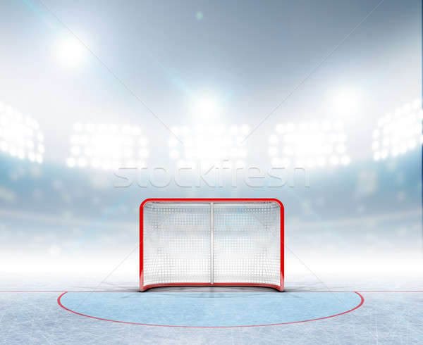 Stock foto: Eishockey · Ziele · Stadion · 3d · render · rot