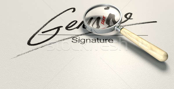 Genuíno falsificação assinatura enganoso branco Foto stock © albund