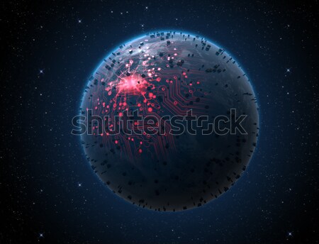 Alien Planet With Illuminated Network Stock photo © albund