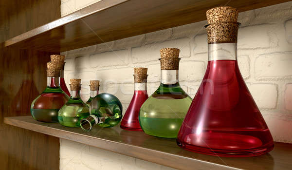 Potion Bottles On A Shelf Stock photo © albund