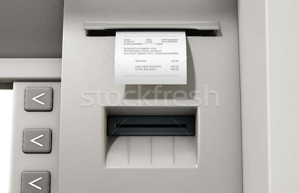 Bankautomata cédula nyugta közelkép kilátás nyomtatás Stock fotó © albund