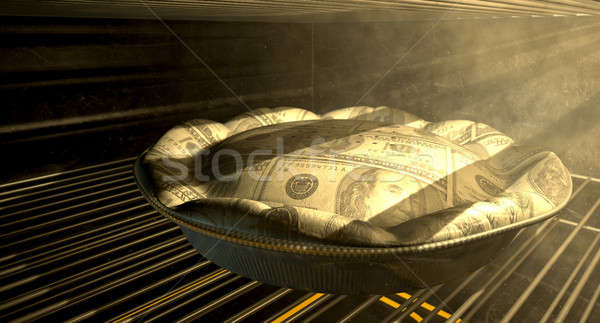 US Dollar Money Pie Baking In The Oven Stock photo © albund