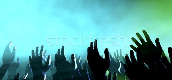 Stock photo: Audience Hands And Lights At Concert