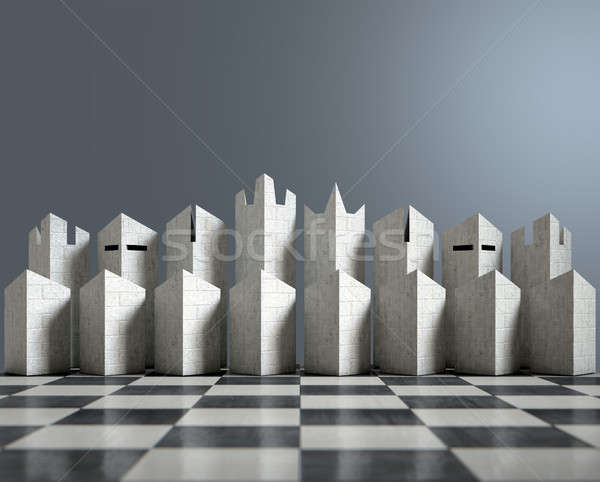 Modern satranç ayarlamak 3d render minimalist başlatmak Stok fotoğraf © albund