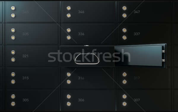Fekete széf előleg doboz fal 3d render Stock fotó © albund