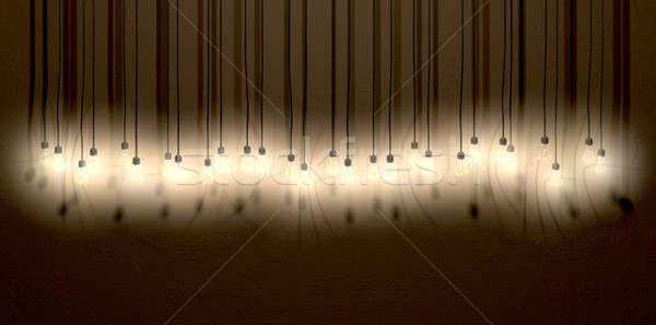 Light Bulb Hanging Wall Arrangement Front Stock photo © albund