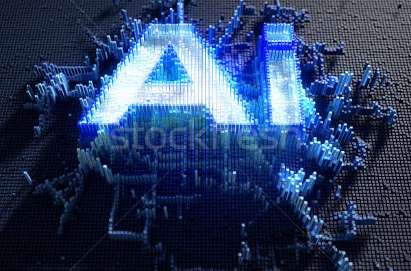 Stock fotó: Pixel · mesterséges · intelligencia · mikroszkopikus · közelkép · kicsi · kockák