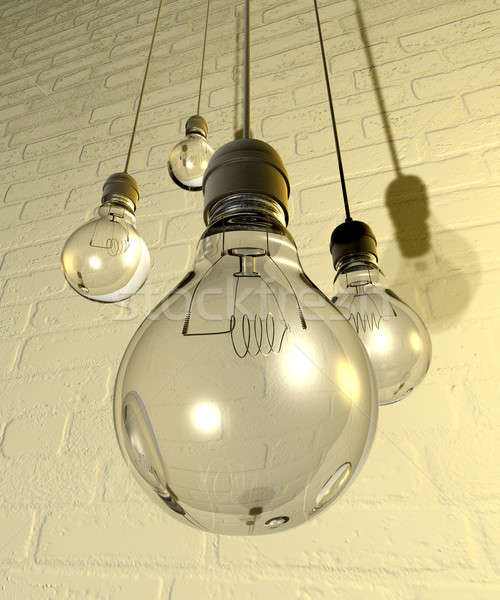 Hanging Light Bulbs And Fittings On A Wall Stock photo © albund