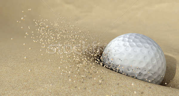 Golf Ball In Action Hitting Bunker Sand Stock photo © albund