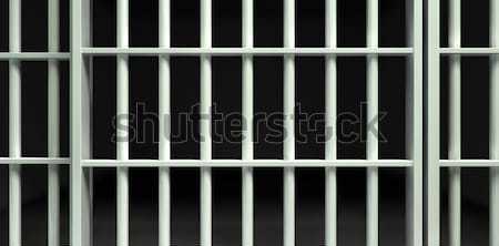 Stock photo: White Bar Jail Cell Perspective Locked
