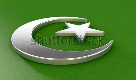 穆斯林 新月 明星 金屬 綠色 商業照片 © albund