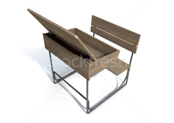 Vintage School Desk Open Empty Stock photo © albund