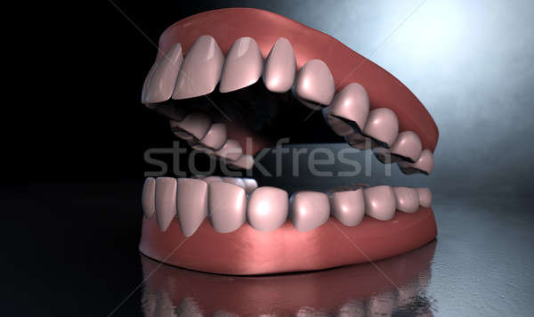 Unheimlich Zähne sinister dramatischen senken menschlichen Stock foto © albund