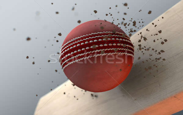 Kriket top bat yavaş hareket aşırı Stok fotoğraf © albund