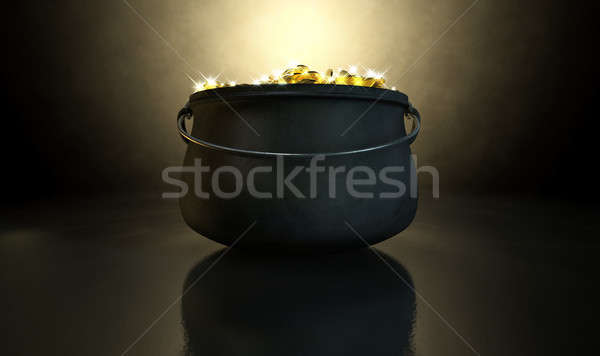 Pot or fonte pièces d'or sombre [[stock_photo]] © albund