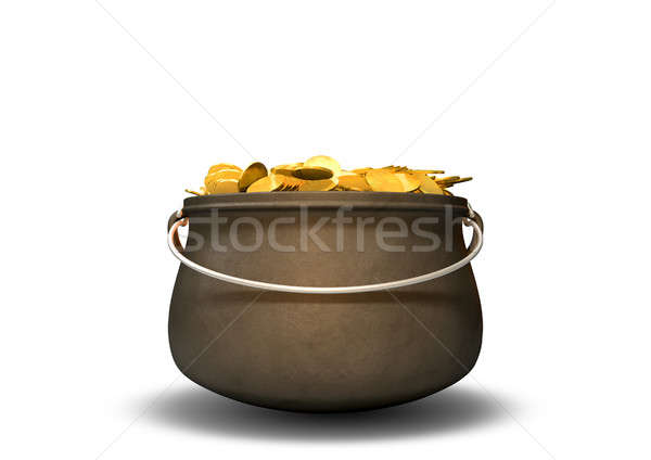 Pot or fonte pièces d'or isolé pièces [[stock_photo]] © albund